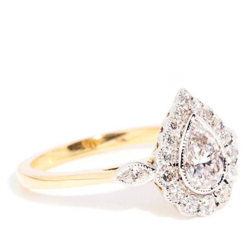 Erin 0.97ct Certified Pear Shaped Diamond Halo Ring Rings Imperial Jewellery 