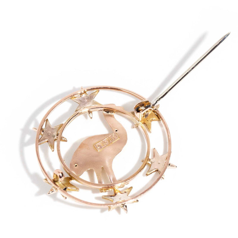 Estelle Circa 1930s 9ct Yellow Gold Emu Seed Pearl Brooch Rings Imperial Jewellery 