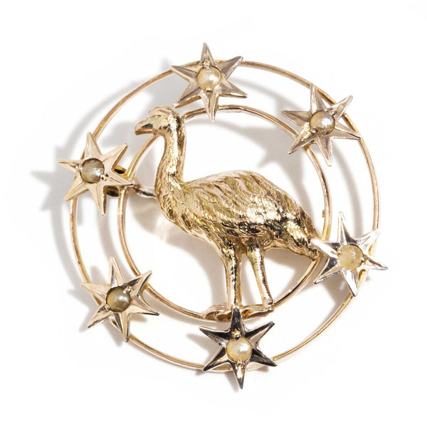 Estelle Circa 1930s 9ct Yellow Gold Emu Seed Pearl Brooch Rings Imperial Jewellery Imperial Jewellery - Hamilton 
