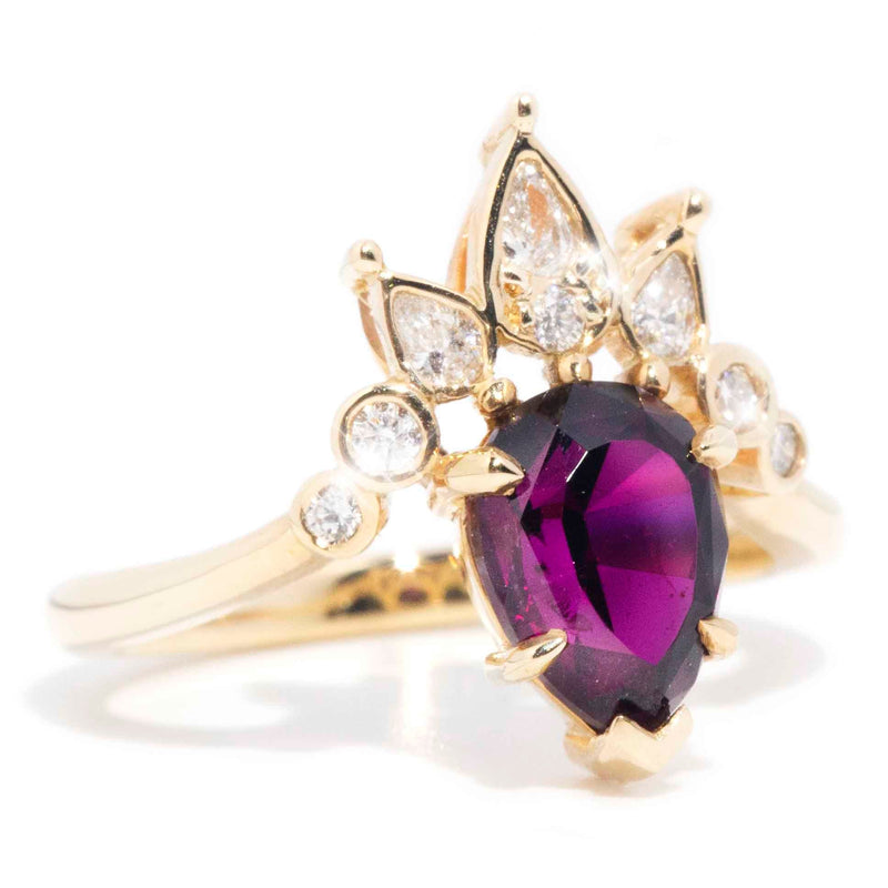 Evie 18ct Gold Rhodolite Garnet & Diamond Handmade Tiara Ring* OB Gemmo $ Rings Imperial Jewellery 