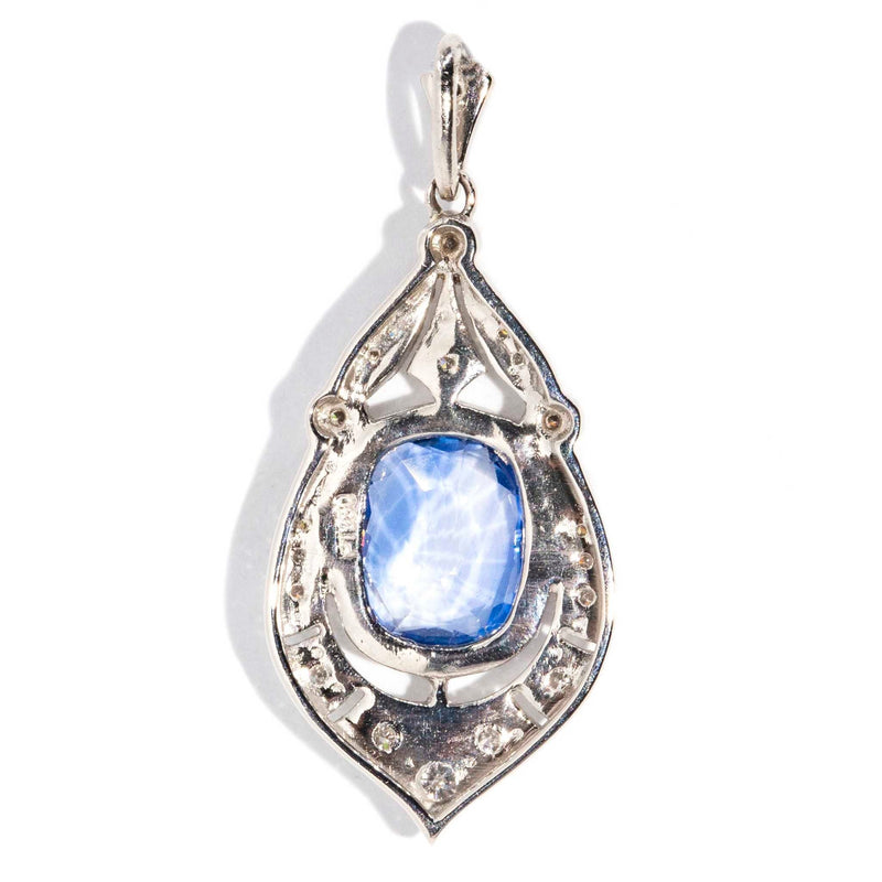 Evolet 2.86 Carat Sapphire & Diamond Platinum Pendant Rings Imperial Jewellery 
