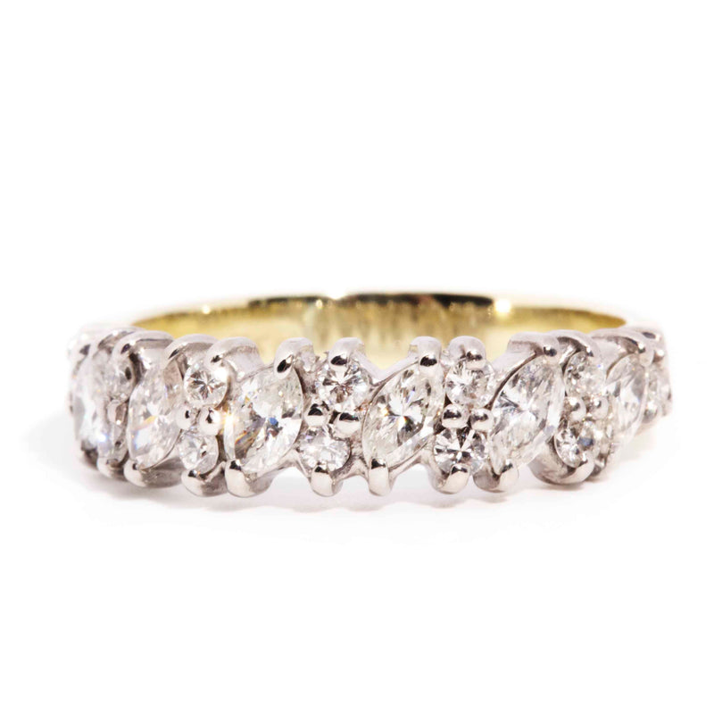 Ezra 18ct Gold Vintage Marquise Diamond Cluster Band* $ Rings Imperial Jewellery 