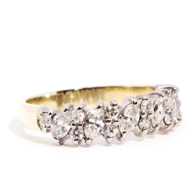 Ezra 18ct Gold Vintage Marquise Diamond Cluster Band* $ Rings Imperial Jewellery 