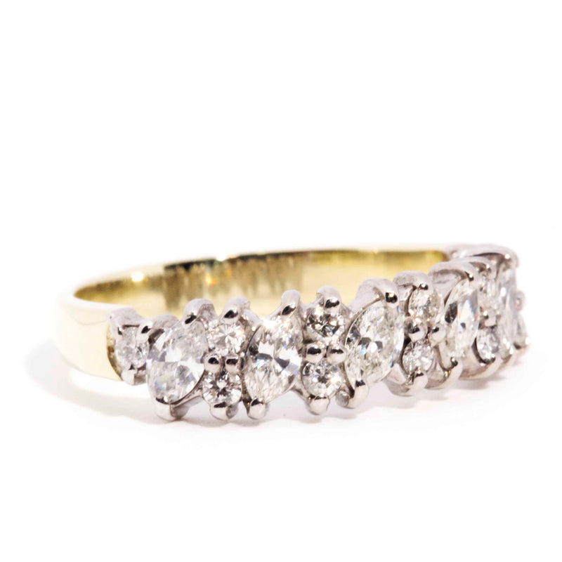 Ezra 18ct Gold Vintage Marquise Diamond Cluster Band* $ Rings Imperial Jewellery 