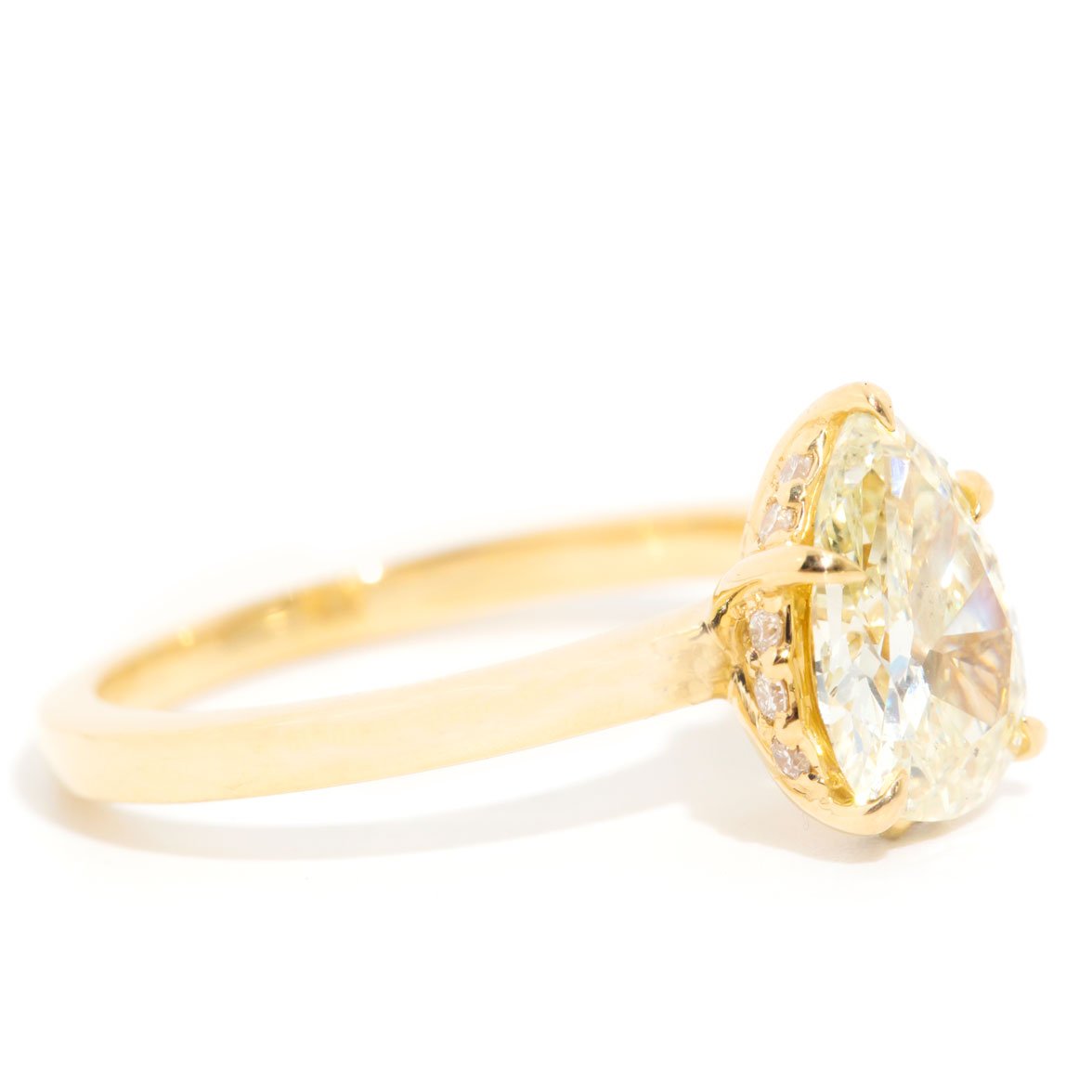 Faye xxxx Carat Certified Pear Shaped Fancy Yellow Diamond Solitaire Ring Rings Imperial Jewellery 