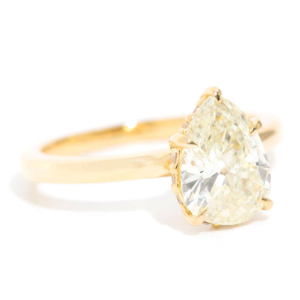 Faye xxxx Carat Certified Pear Shaped Fancy Yellow Diamond Solitaire Ring Rings Imperial Jewellery 