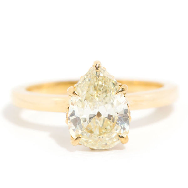 Faye xxxx Carat Certified Pear Shaped Fancy Yellow Diamond Solitaire Ring Rings Imperial Jewellery Imperial Jewellery - Hamilton 