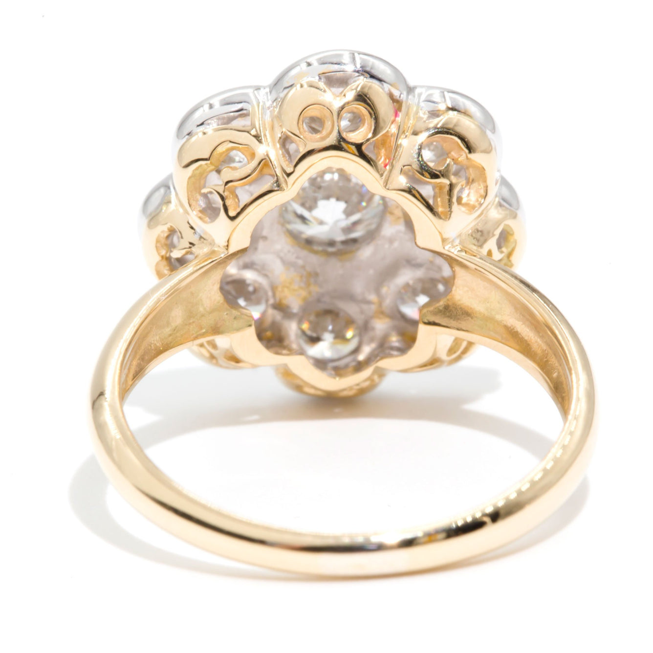 Felicity 18 Carat Yellow Gold Diamond Flower Vintage Cluster Rings Imperial Jewellery