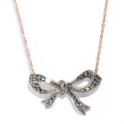 Felicity Marcasite Silver Bow Necklet 9ct Gold Chain* GTG Pendants/Necklaces Imperial Jewellery Imperial Jewellery - Hamilton 