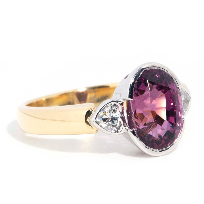 Fender Pink Spinel & Diamond Vintage 18ct Gold Three Stone Ring* OB Rings Imperial Jewellery 