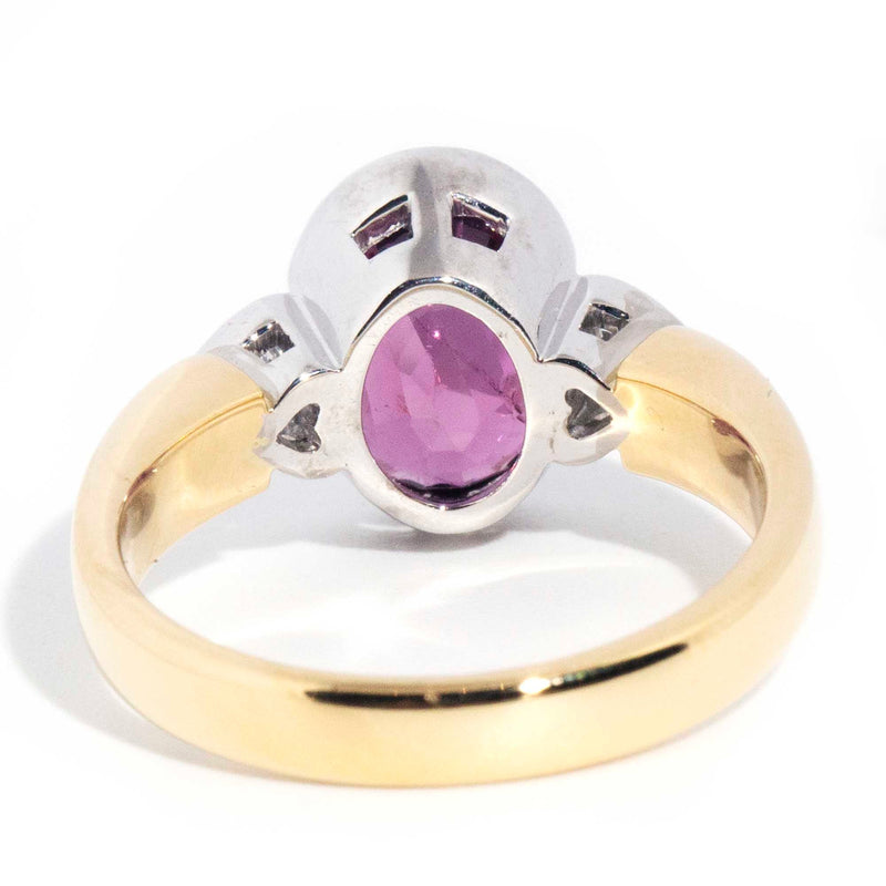 Fender Pink Spinel & Diamond Vintage 18ct Gold Three Stone Ring* OB Rings Imperial Jewellery 