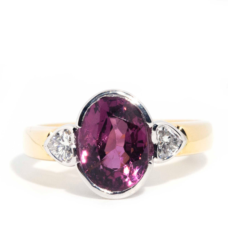 Fender Pink Spinel & Diamond Vintage 18ct Gold Three Stone Ring* OB Rings Imperial Jewellery Imperial Jewellery - Hamilton 