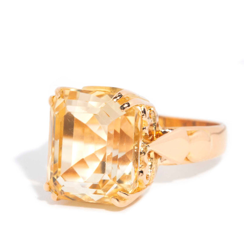 Fernanda 1950s Emerald Cut Citrine Ring 21ct Gold* DRAFT Rings Imperial Jewellery 