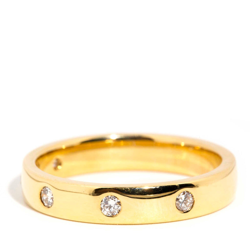 Filippa 18ct Gold Hammer Set Diamond Band* GTG Rings Imperial Jewellery 
