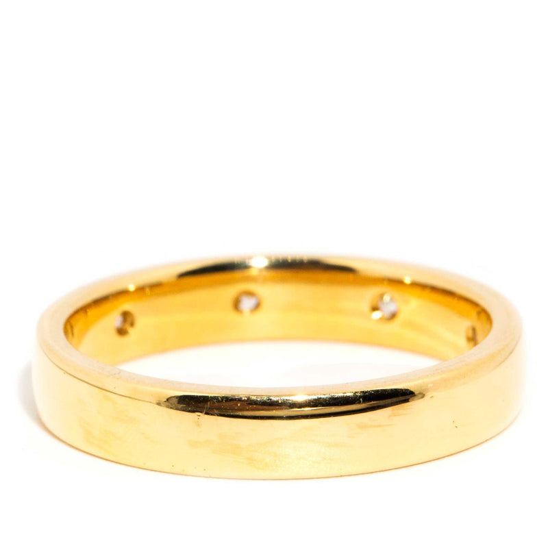 Contemporary 18 Carat Yellow Gold Hammer Set Diamond Band Imperial Jewellery