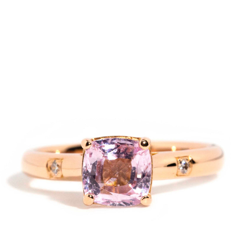 Contemporary Light Pink Sapphire Diamond Ring 18 Carat Rose Gold Imperial Jewellery
