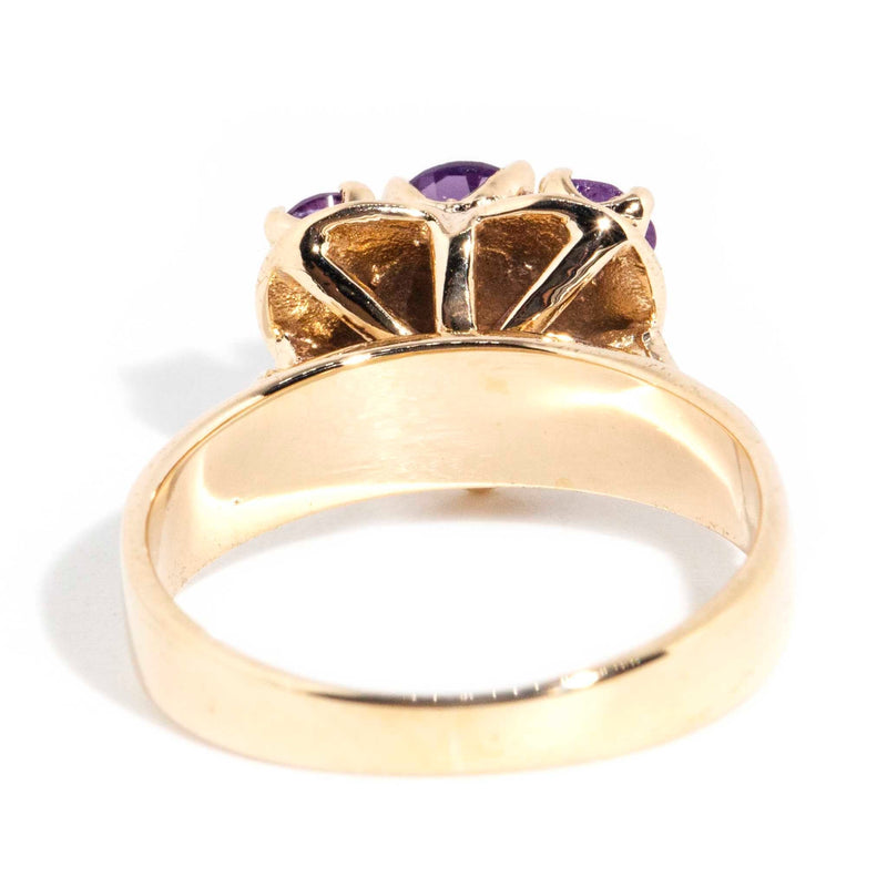 Flora 9ct Yellow Gold Amethyst Heart Cluster Ring Rings Imperial Jewellery 