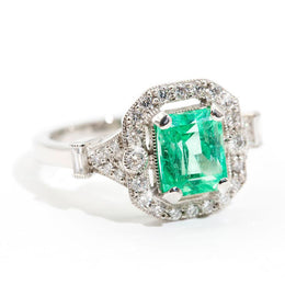 Florence 2.04 Carat Emerald & Diamond Platinum Ring Imperial Jewellery - Auctions, Antique, Vintage & Estate