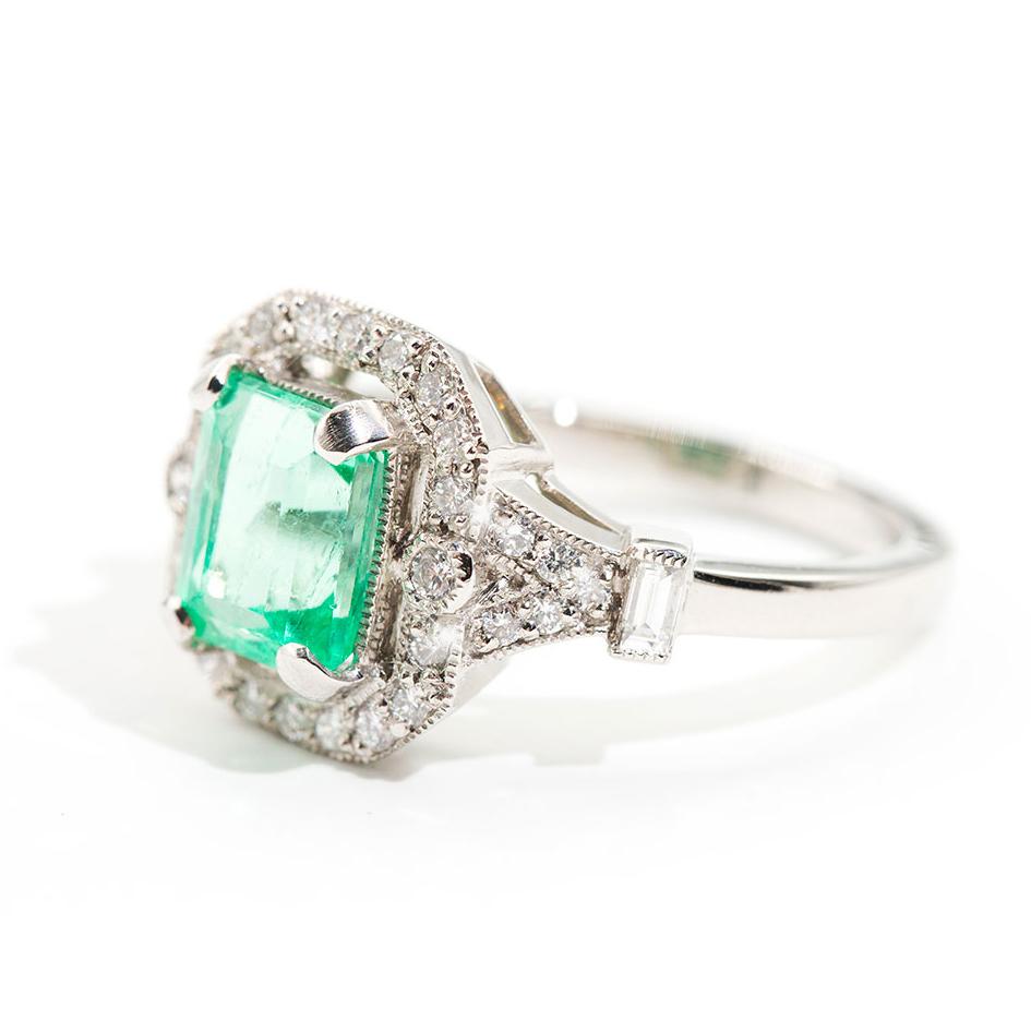 Florence 2.04 Carat Emerald & Diamond Platinum Ring Imperial Jewellery - Auctions, Antique, Vintage & Estate