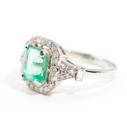 Florence 2.04 Carat Emerald & Diamond Platinum Ring Imperial Jewellery - Auctions, Antique, Vintage & Estate
