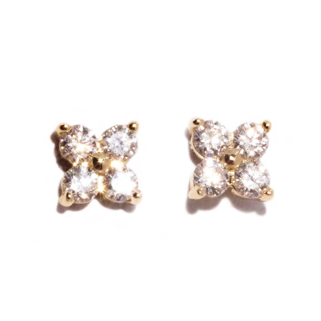 2.11 Carat Sapphire and Diamond Flower Stud Earrings