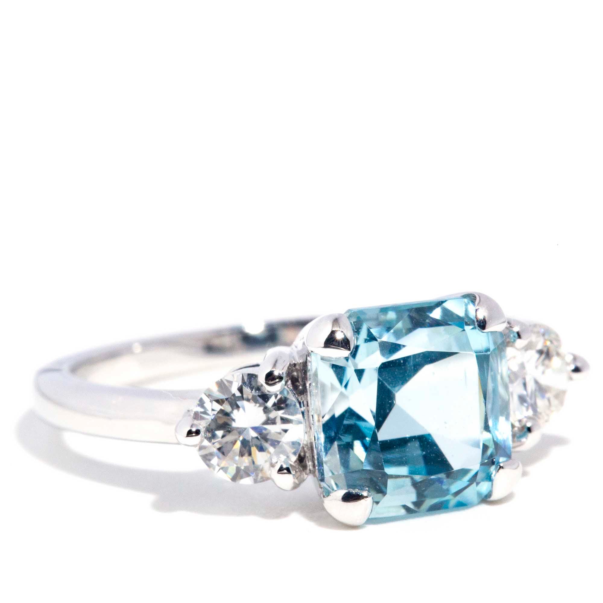 Francine 2.49ct Aquamarine & 0.58ct Certified Diamond 18ct Gold Ring* GTG Rings Imperial Jewellery
