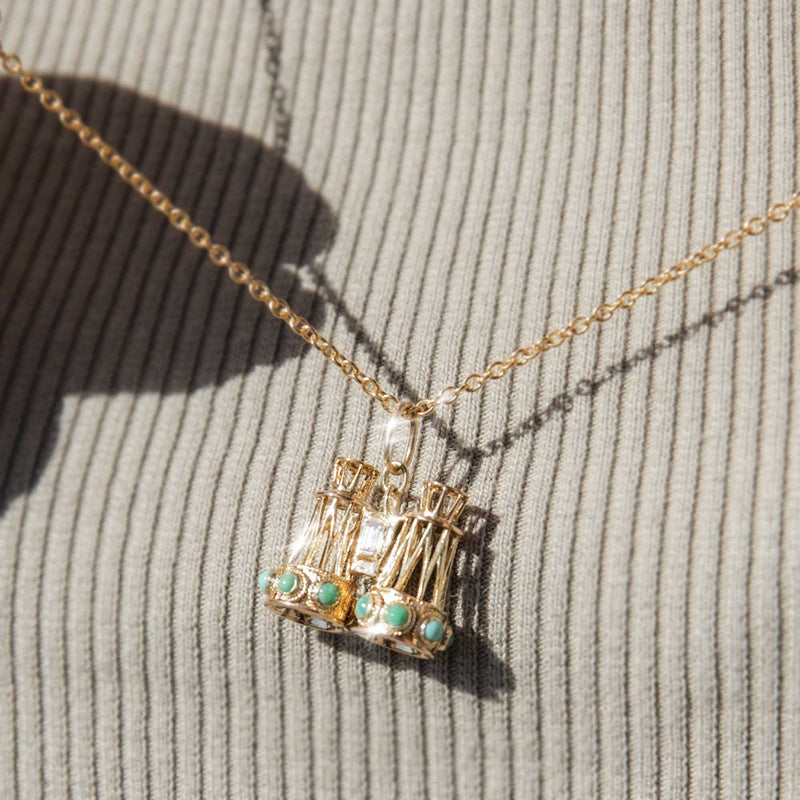 Franklin Antique Circa 1920s Diamond & Turquoise 15ct Gold Pendant* GTG Pendants/Necklaces Imperial Jewellery