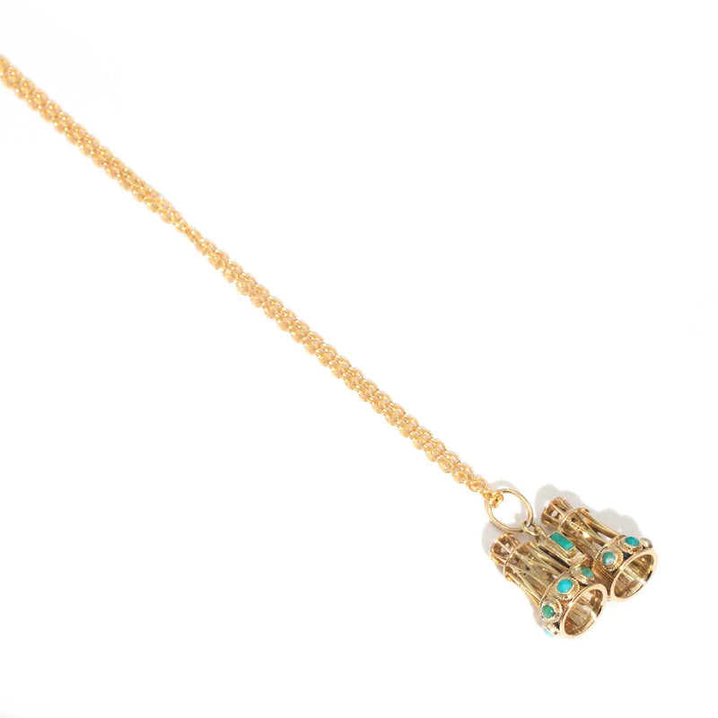 Franklin Antique Circa 1920s Diamond & Turquoise 15ct Gold Pendant* OB Pendants/Necklaces Imperial Jewellery