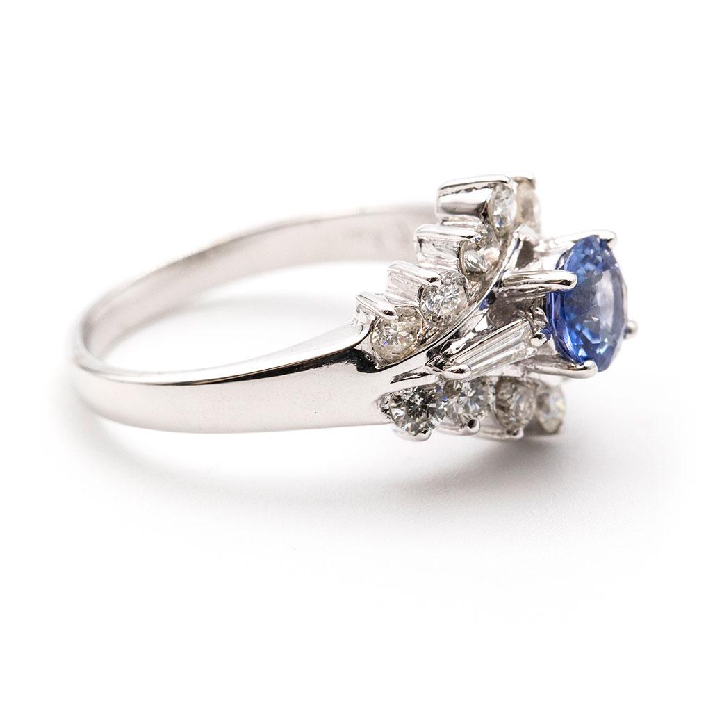 Sapphire and Diamond Ring White Gold