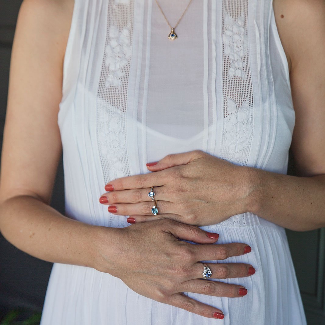 Sapphire and Diamond Ring White Gold