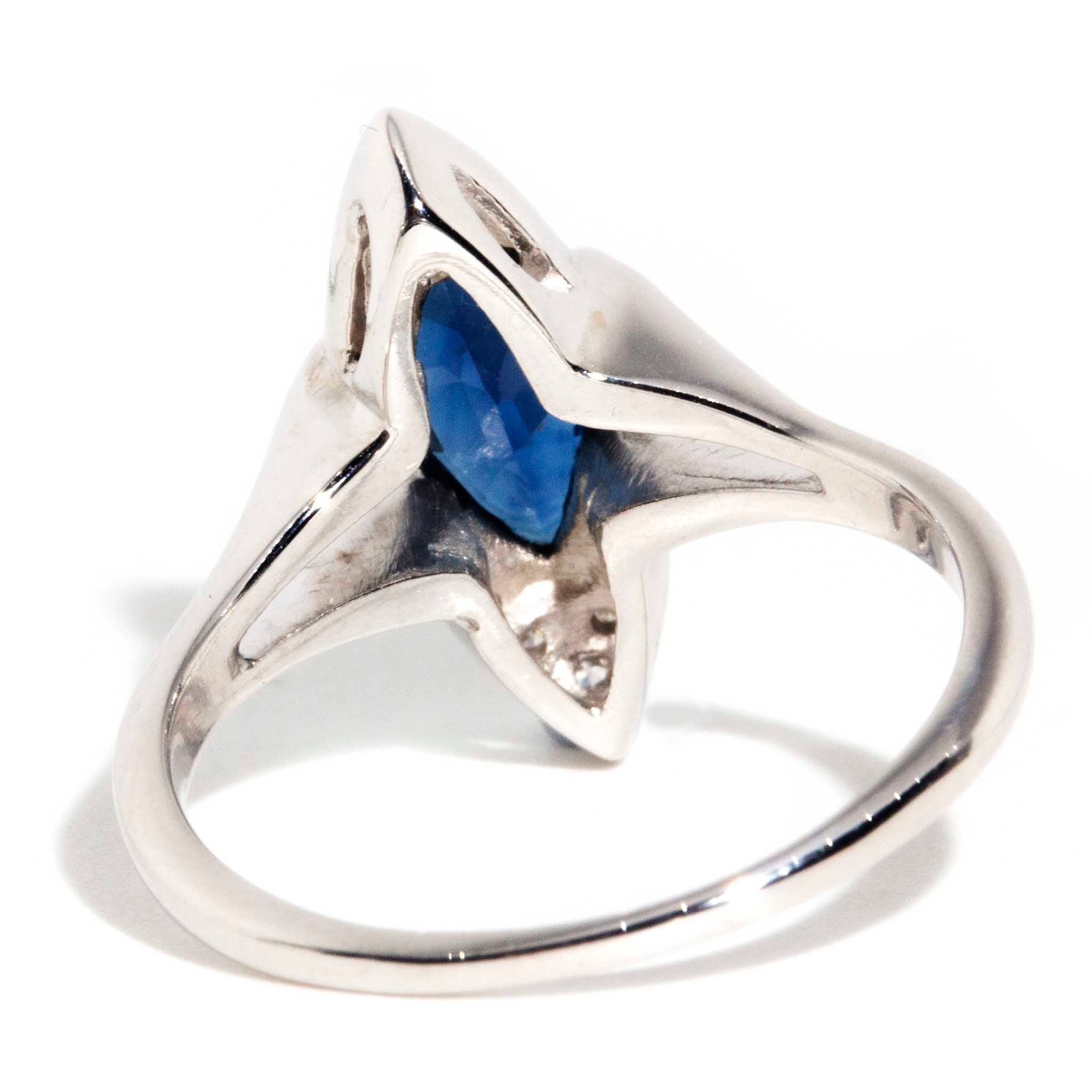 Galadriel 14ct White Gold Sapphire & Diamond Split Shank Ring* OB Gemmo $ Rings Imperial Jewellery 