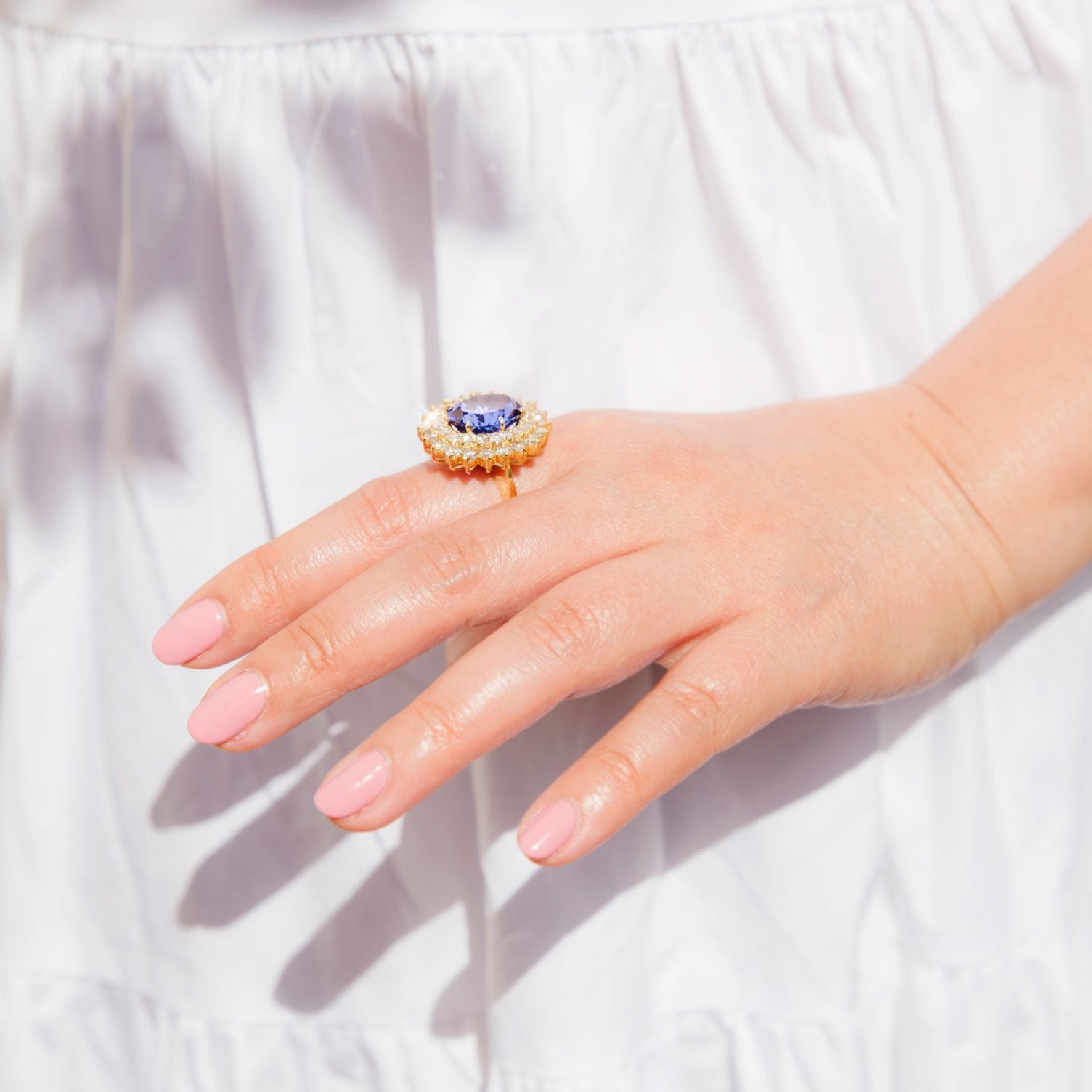 Gemma 18 Carat Diamond & Tanzanite Halo Ring Rings Imperial Jewellery