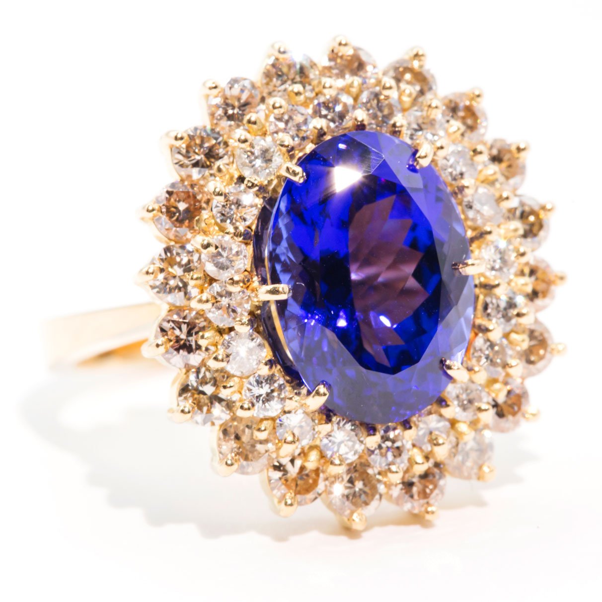 Gemma 18 Carat Diamond & Tanzanite Halo Ring Rings Imperial Jewellery