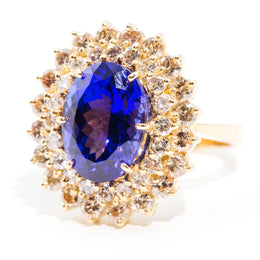 Gemma 18 Carat Diamond & Tanzanite Halo Ring Rings Imperial Jewellery