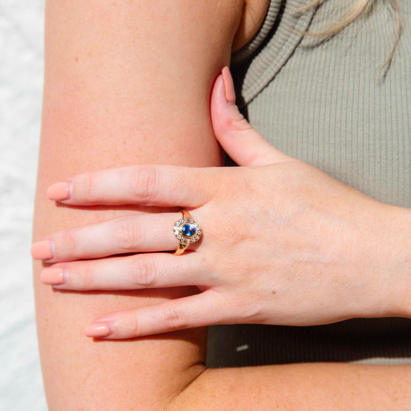 Geo Circa 1950s Ceylon Sapphire & Diamond Vintage Cluster Ring* GTG Rings Imperial Jewellery