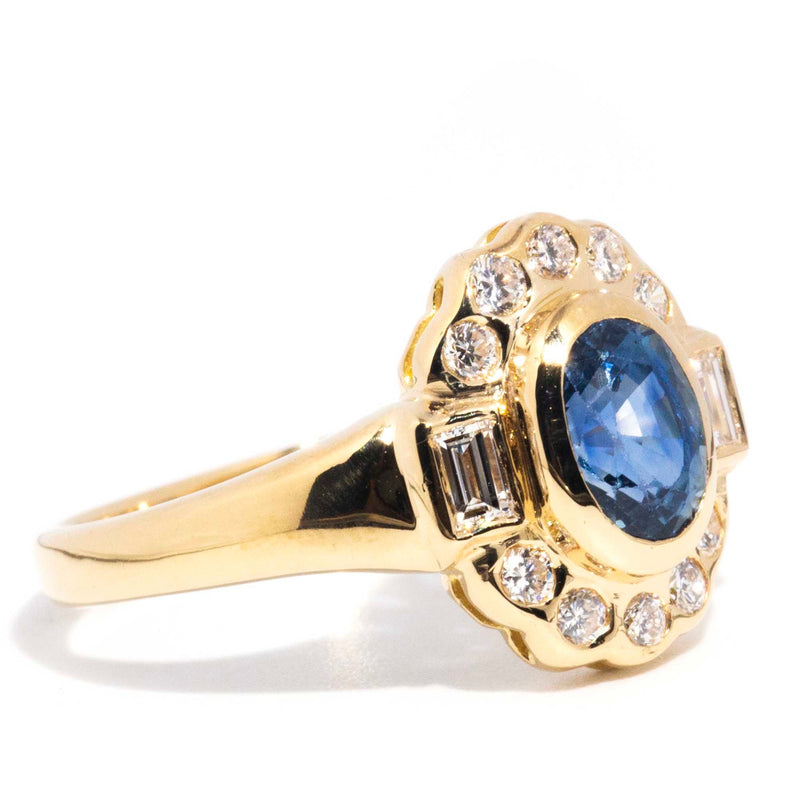 Geo Circa 1950s Ceylon Sapphire & Diamond Vintage Cluster Ring* OB Rings Imperial Jewellery