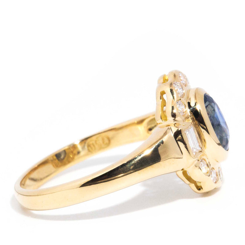 Geo Circa 1950s Ceylon Sapphire & Diamond Vintage Cluster Ring* OB Rings Imperial Jewellery