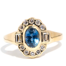 Geo Circa 1950s Ceylon Sapphire & Diamond Vintage Cluster Ring* OB Rings Imperial Jewellery Imperial Jewellery - Hamilton