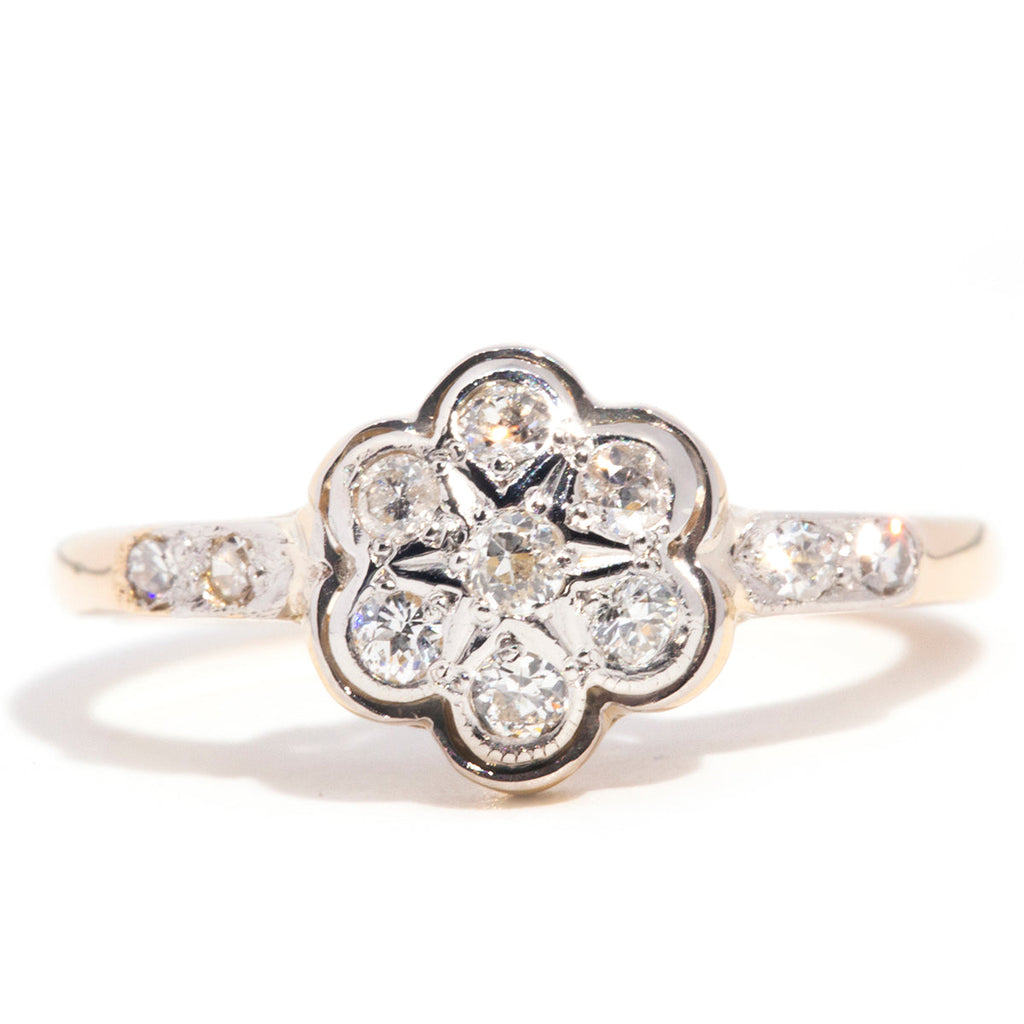 Giada Circa 1950s 18ct Gold Diamond Flower Cluster Ring