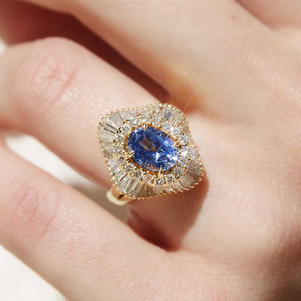 Gianna 2.23ct Sapphire & Diamond Ballerina Cluster Ring 18ct Gold Rings Imperial Jewellery 