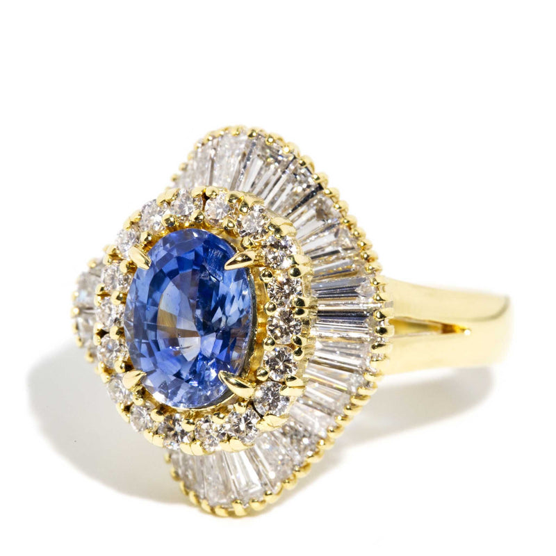 Gianna 2.23ct Sapphire & Diamond Ballerina Cluster Ring 18ct Gold Rings Imperial Jewellery 