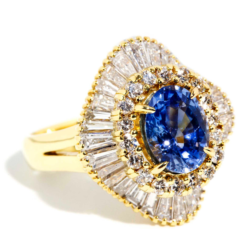 Gianna 2.23ct Sapphire & Diamond Ballerina Cluster Ring 18ct Gold Rings Imperial Jewellery 