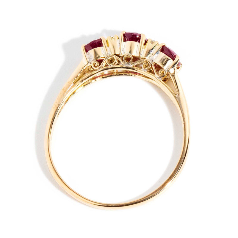 Ginia 1960s Ruby & Diamond Ring 14ct Gold Rings Imperial Jewellery 