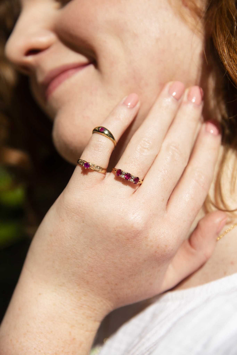 Ginia 1960s Ruby & Diamond Ring 14ct Gold Rings Imperial Jewellery 