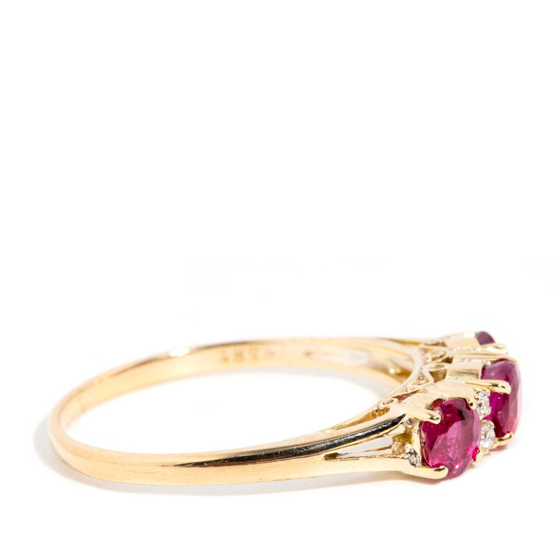 Ginia 1960s Ruby & Diamond Ring 14ct Gold Rings Imperial Jewellery 