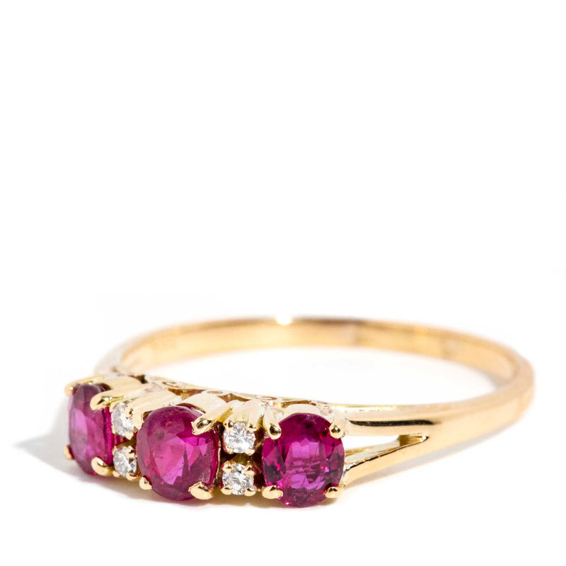 Ginia 1960s Ruby & Diamond Ring 14ct Gold Rings Imperial Jewellery 