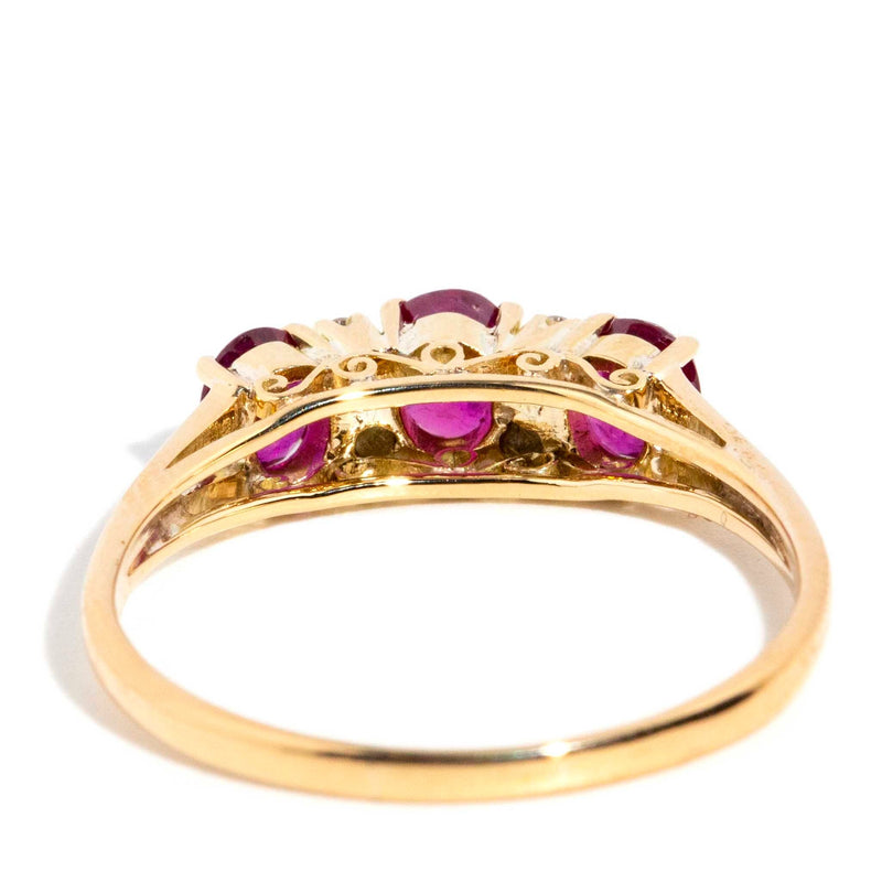 Ginia 1960s Ruby & Diamond Ring 14ct Gold Rings Imperial Jewellery 