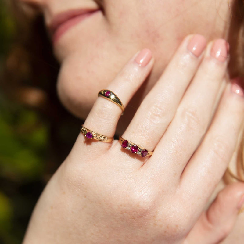 Ginia 1960s Ruby & Diamond Ring 14ct Gold Rings Imperial Jewellery 