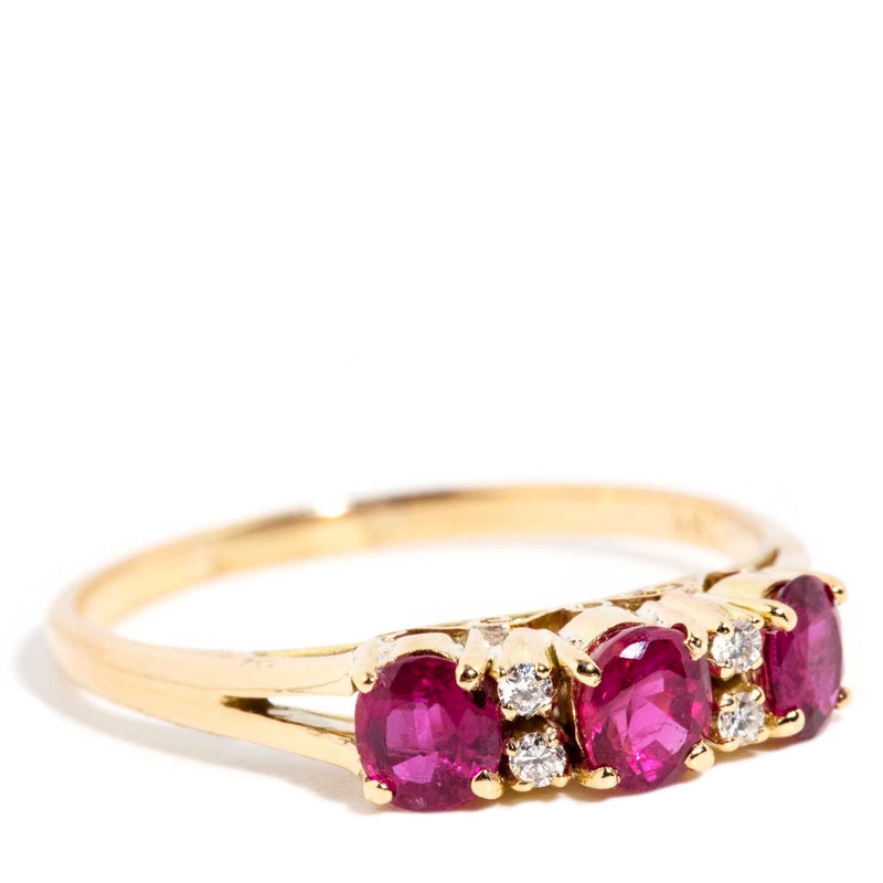 Ginia 1960s Ruby & Diamond Ring 14ct Gold Rings Imperial Jewellery 