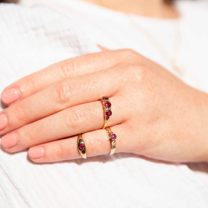 Ginia 1960s Ruby & Diamond Ring 14ct Gold Rings Imperial Jewellery 